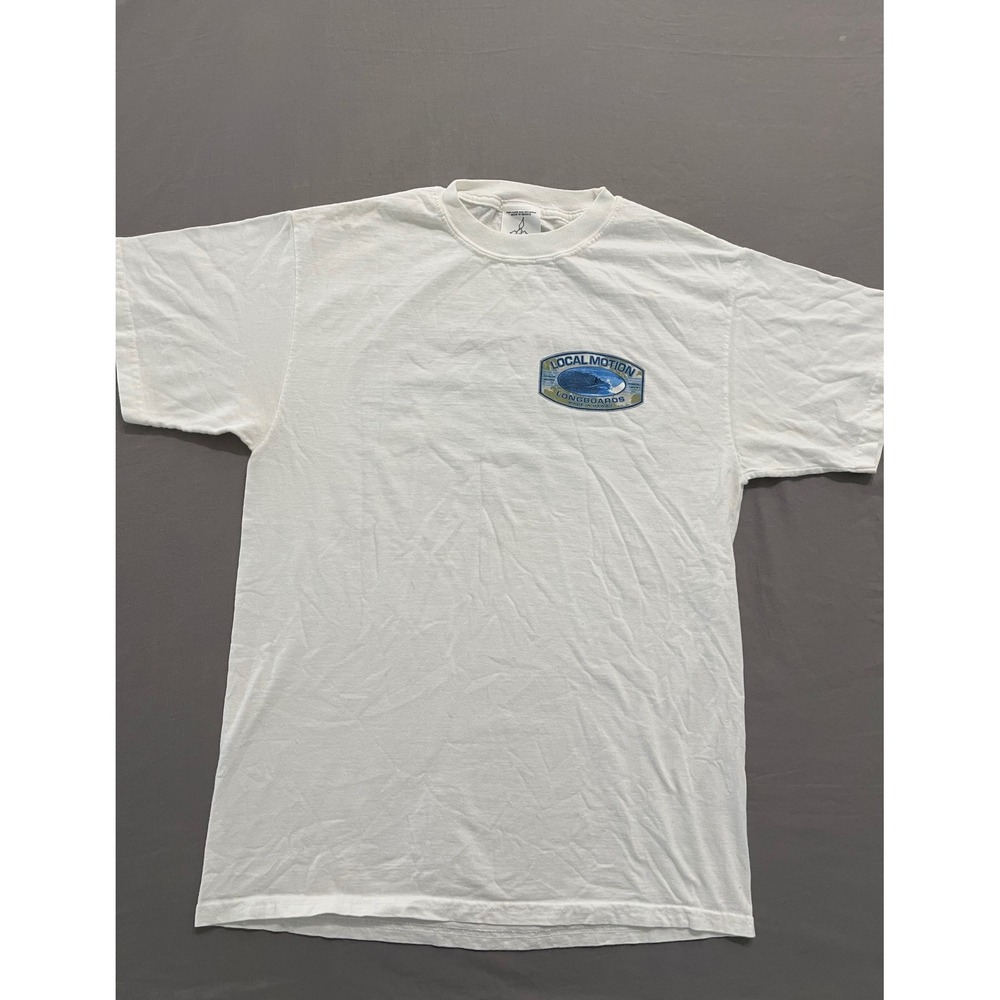 Local Motion Hawaii Longboards Graphic T-Shirt Mens Medium White Surf Tee